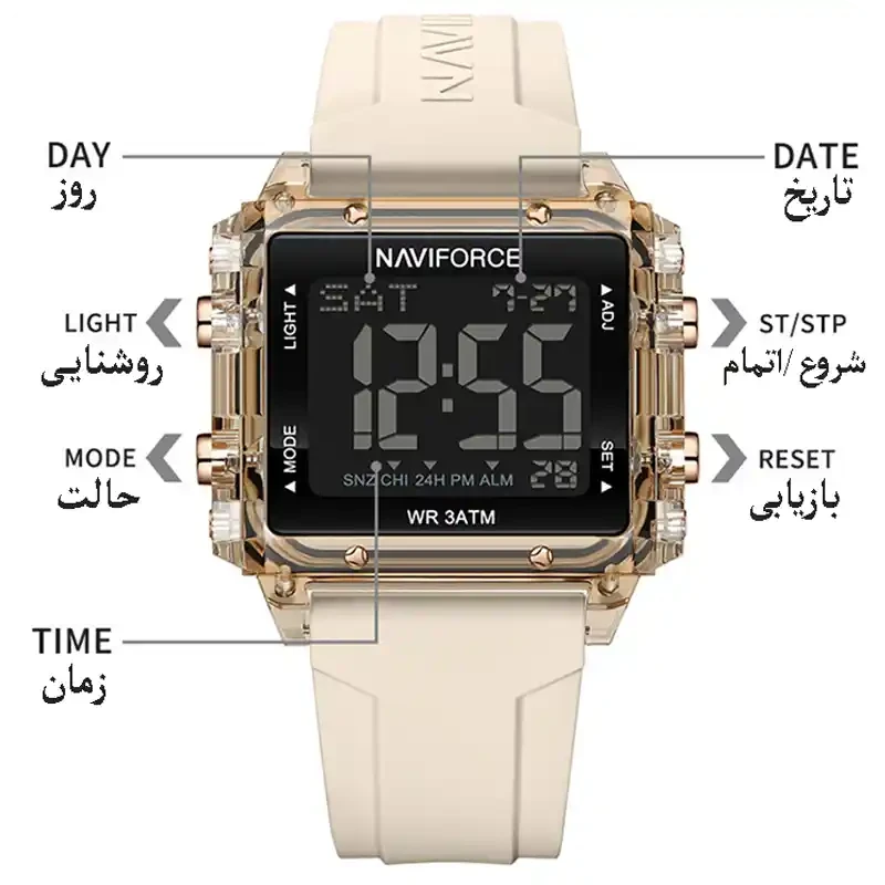 مشخصات کاربردی ساعت مچی زنانه نیوی فورس Naviforce NF 7101 RG/BG فروشگاه پروکالا